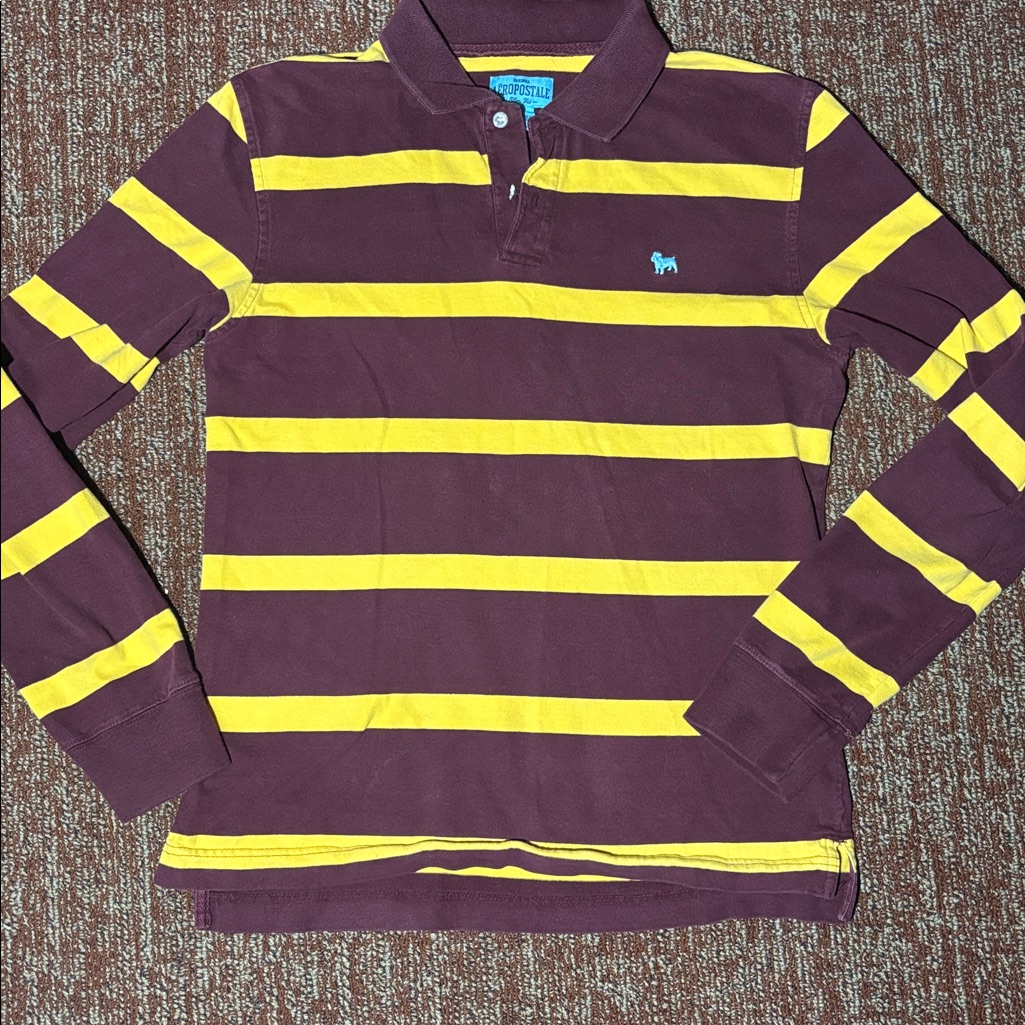Aropostale Striped Rugby Shirt Long Sleeve Polo Long Sleeve Casual Shirt